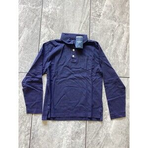 Crewcuts Garment Dyed Long Sleeve Polo Shirt in Broken In Jersey Navy S(6-7)